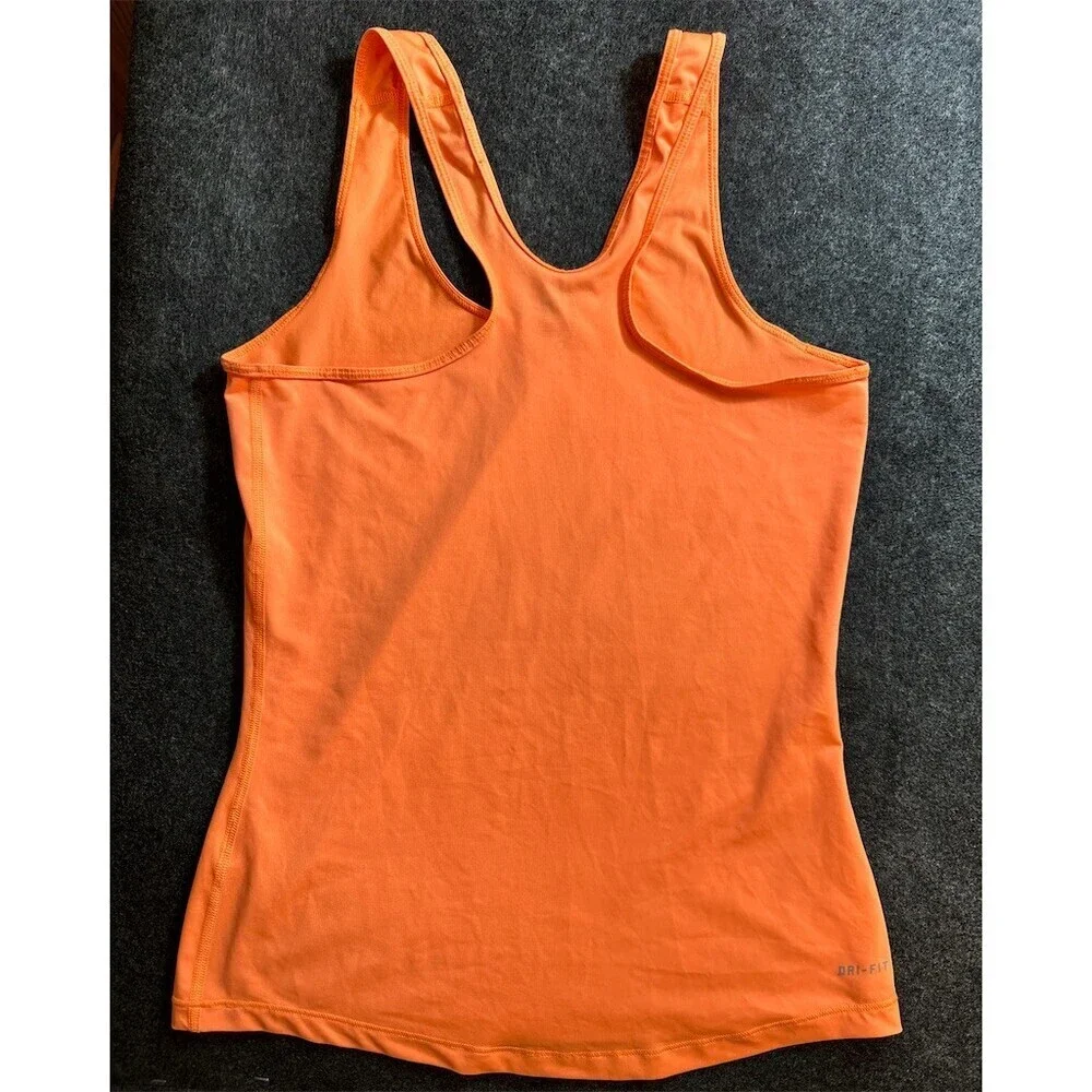 Nike Pro Pro Tank Top Womens Size M Orange Dri-FIT Racerback Reflective Logo